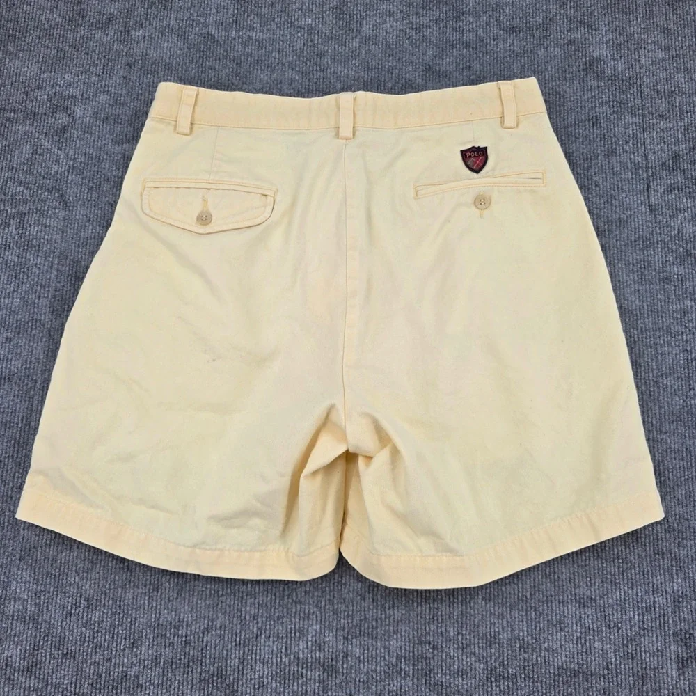 Polo Golf Ralph Lauren Mens 31 Pleated Shorts Pale Yellow Cotton Twill Classic